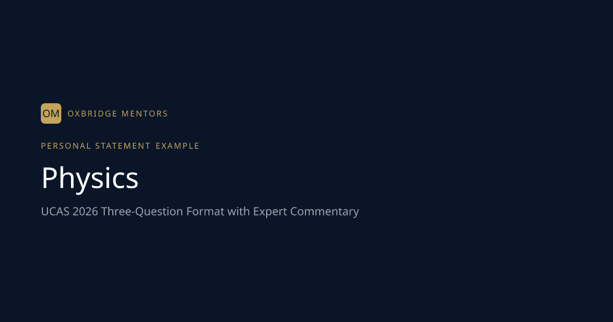 Physics Personal Statement Example — Oxbridge 2027